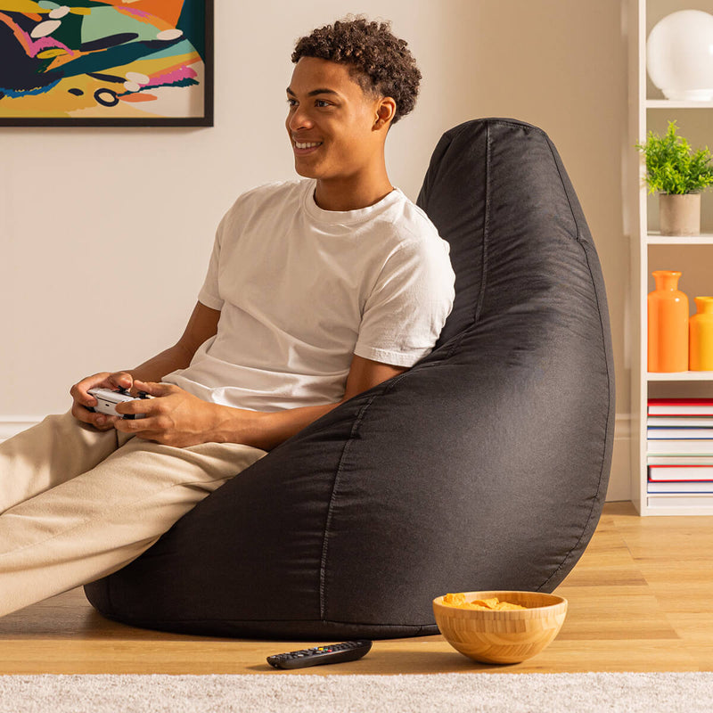 Recliner Sitzsack für den Innen- und Außenbereich, Schwarz