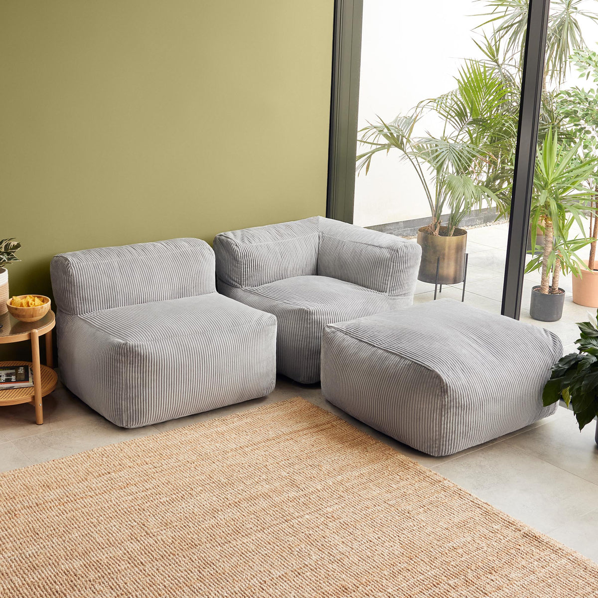 Zen Modulares Sofa, Jumbo Cord, Hellgrau