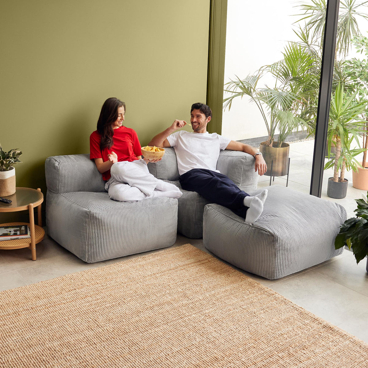 Zen Modulares Sofa, Jumbo Cord, Hellgrau