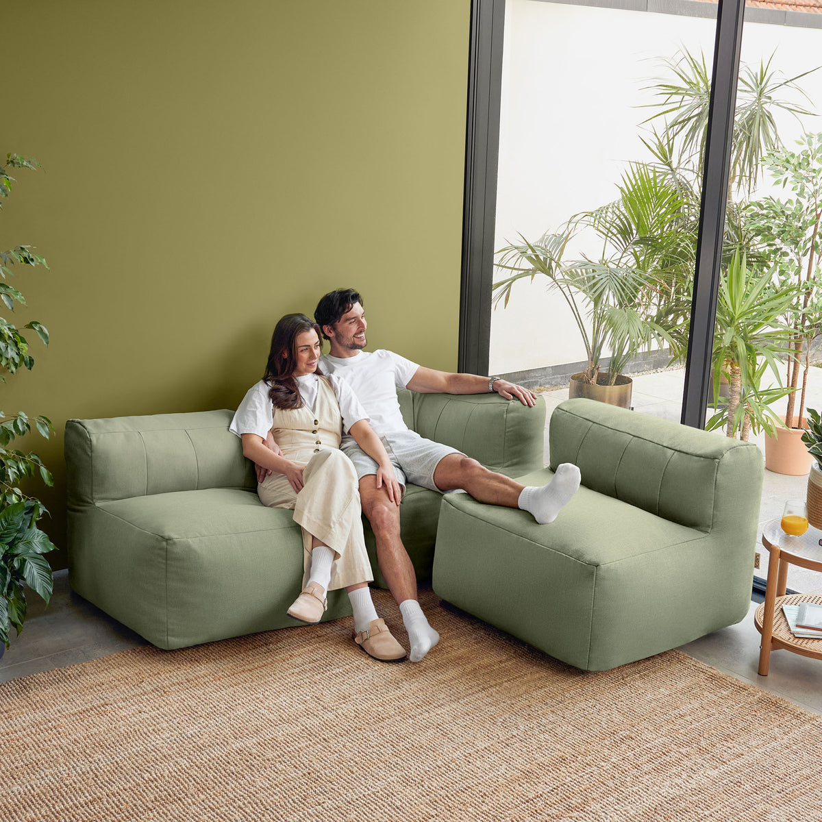 Zen Modularer Sofa, Olefin, Salbeigrün