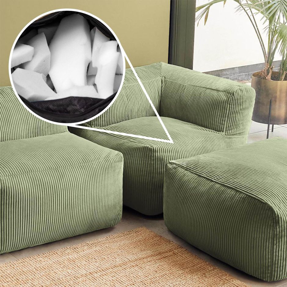 Zen Modulares Sofa, Jumbo Cord, Salbeigrün 