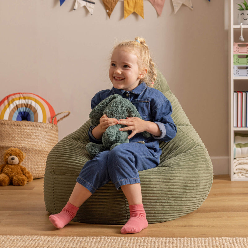 Dalton Sessel-Sitzsack für Kinder, Cord, Salbeigrün