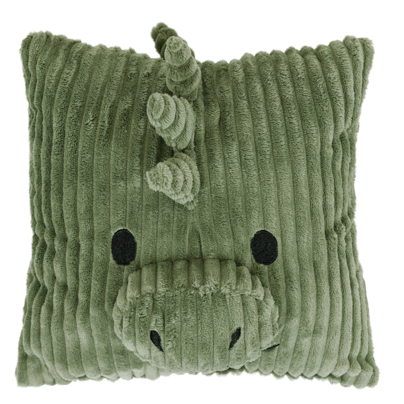 Kids Dexter Dinosaur Cord Cushion - Sage Green