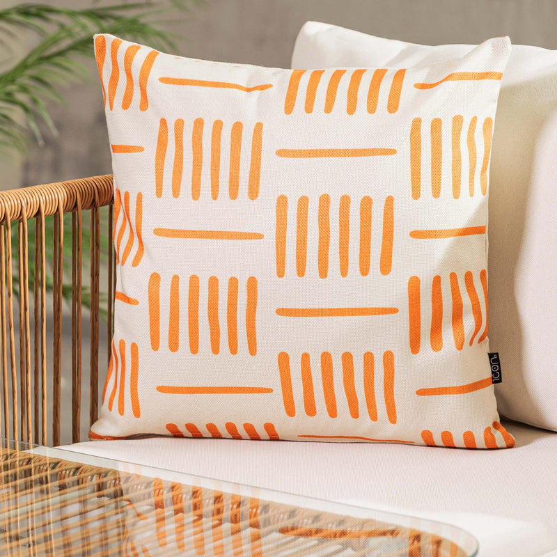 Grafische Linien Kissen für drinnen und draußen - Orange