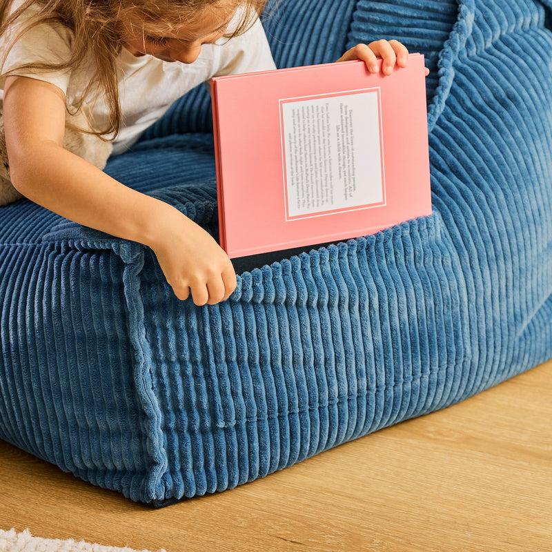 Kinder-Sitzsack Francesco Cord - Denim-Blau