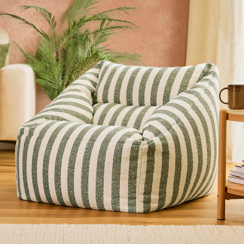 Natalia Bouclé-Sessel im Streifen-Design – Olivgrün