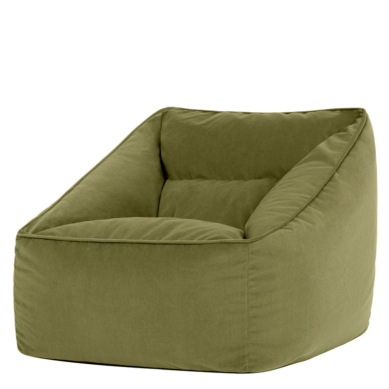 Natalia Sessel-Sitzsack mit Samtbezug, Olivgrün