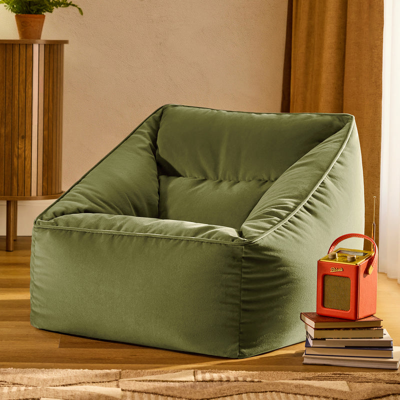 Natalia Sessel-Sitzsack mit Samtbezug, Olivgrün