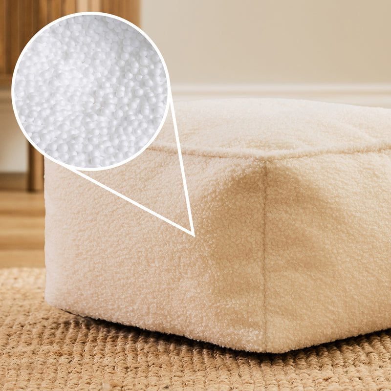 Amara Bouclé Quadratischer Fußhocker – Elfenbein