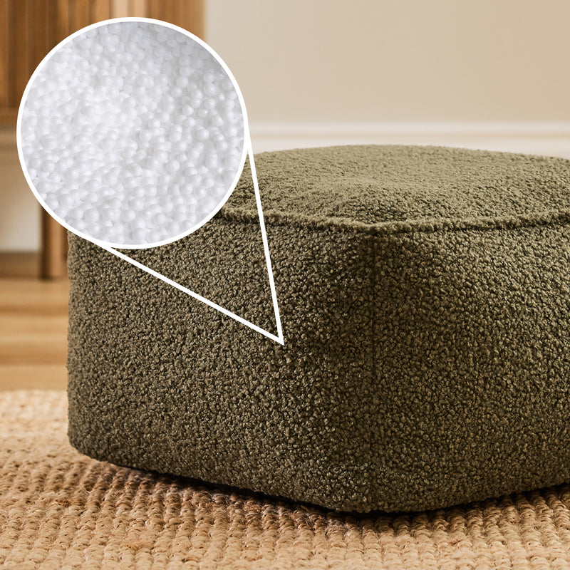 Amara Bouclé Quadratischer Fußhocker – Olive