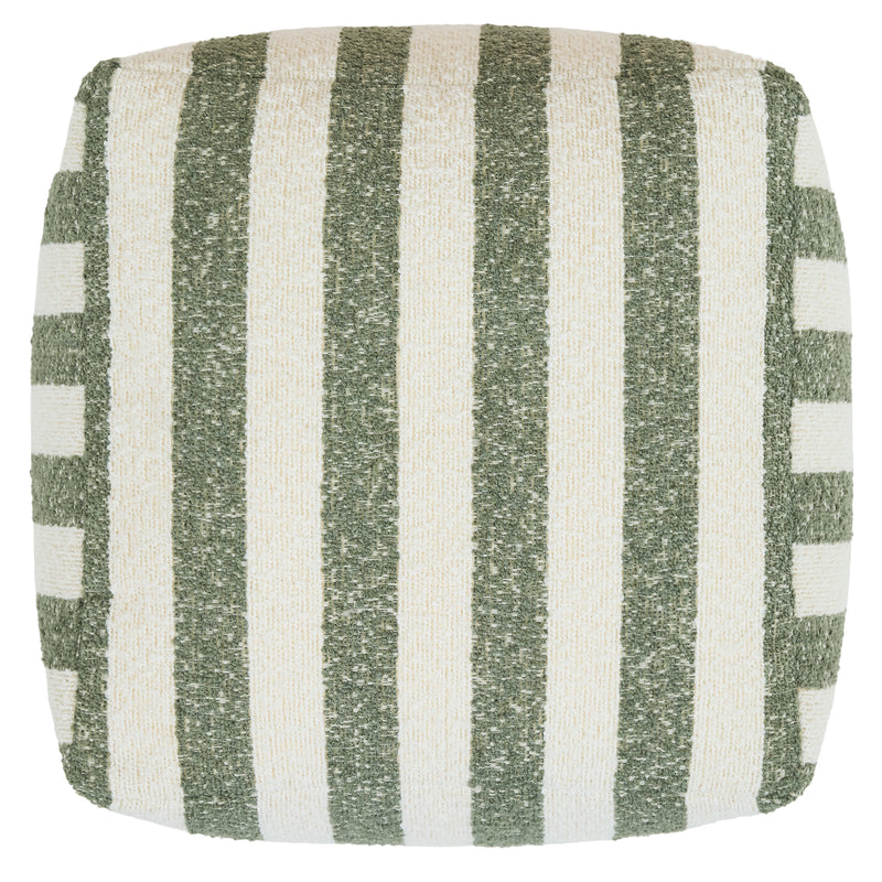 Amara Bouclé-Fußhocker mit Streifenmuster, quadratisch - Olivgrün