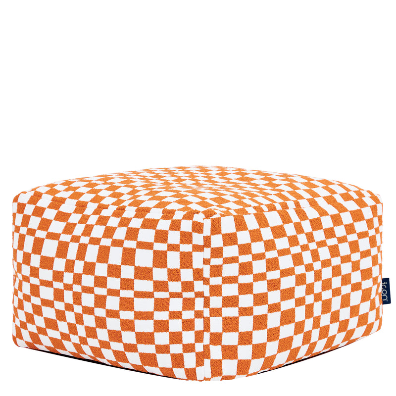 Amara Schachbrett-Fußhocker – Orange