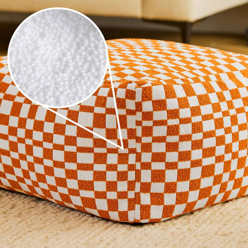 Amara Schachbrett-Fußhocker – Orange