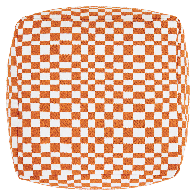 Amara Schachbrett-Fußhocker – Orange