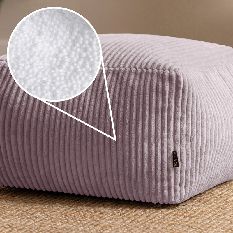 Amara Cord Quadratischer Fußhocker – Lavendel