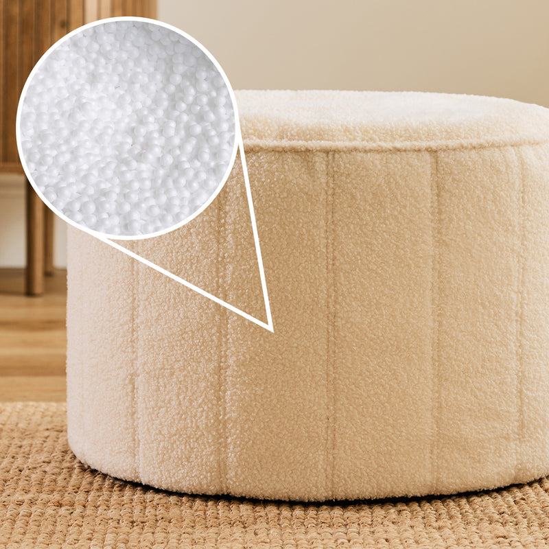 Milano Bouclé Runder Hocker - Elfenbein