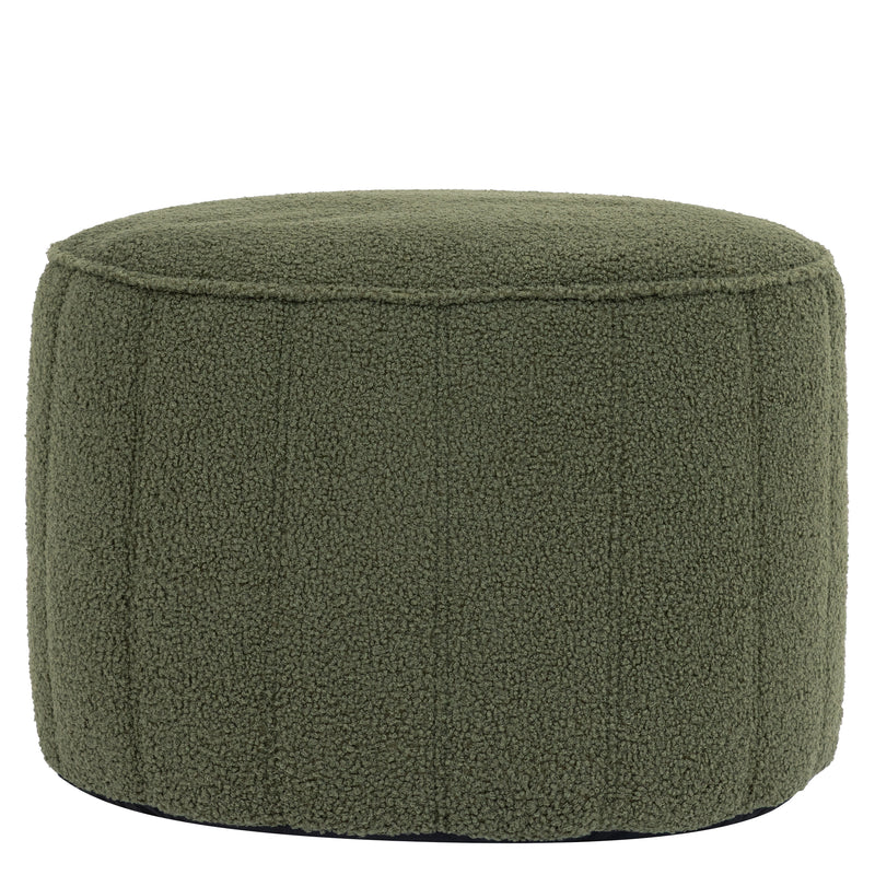 Milano Bouclé Round Footstool Bean Bag - Olive Green