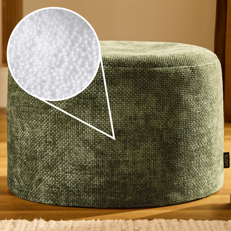Milano Chenille Runder Hocker - Olivgrün