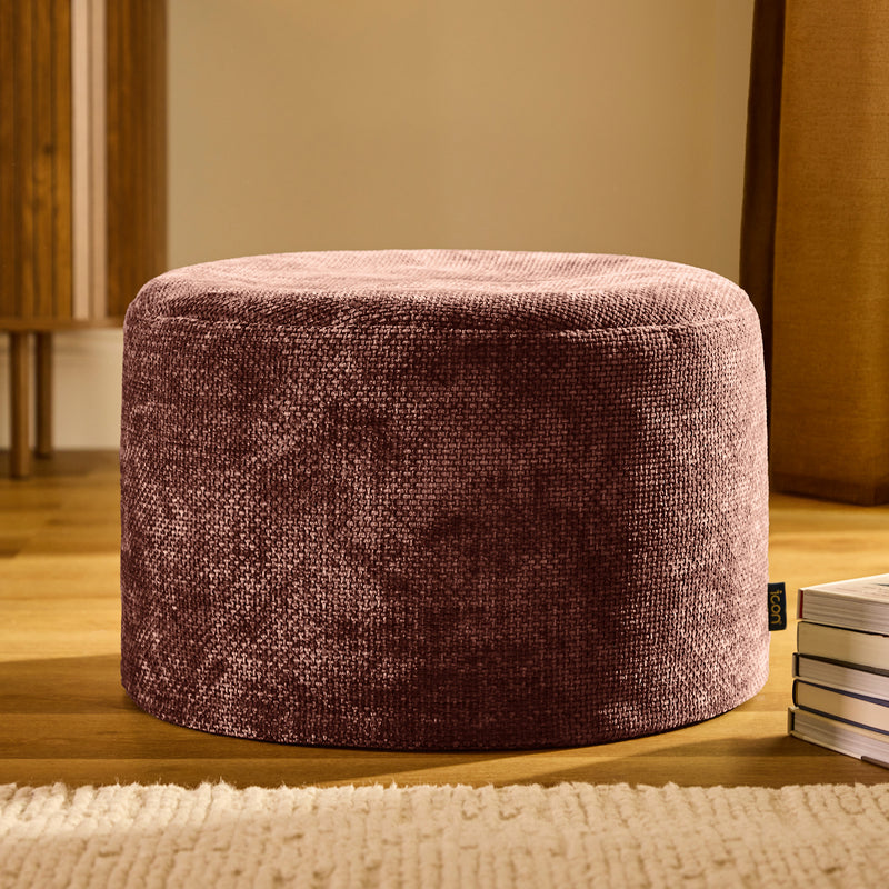Milano Chenille Round Footstool Bean Bag - Mulberry