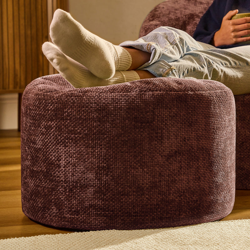 Milano Chenille Round Footstool Bean Bag - Mulberry