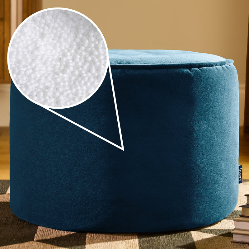 Milano Velvet Runder Fußhocker – Tintenblau