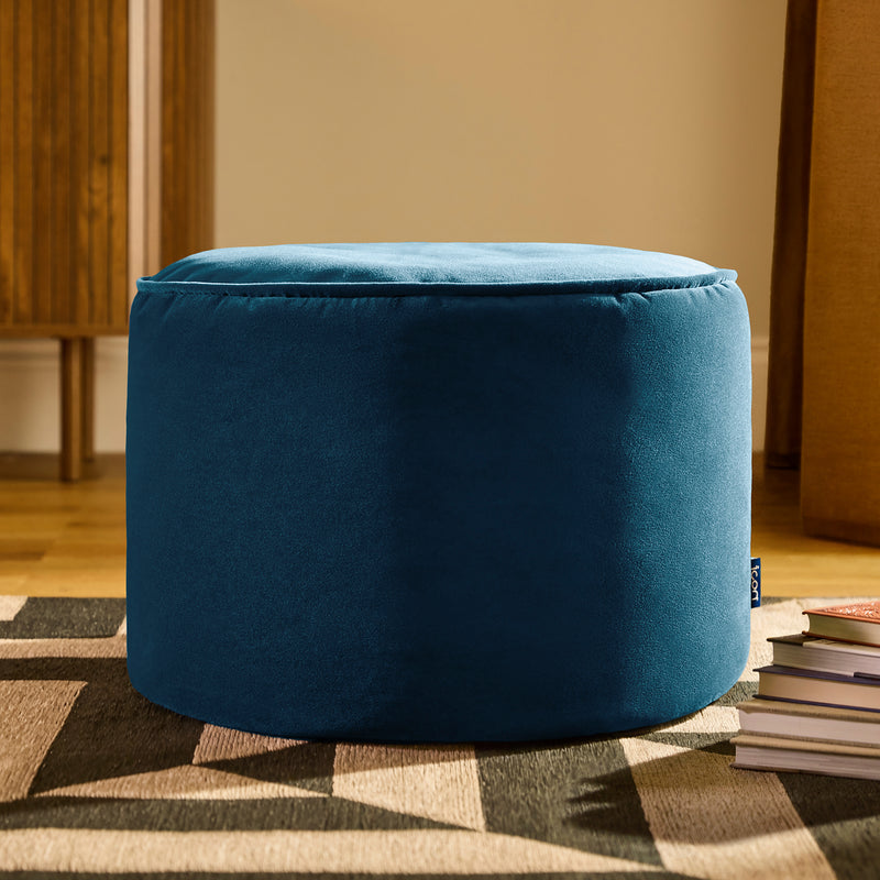 Milano Samt-Pouf - Marineblau