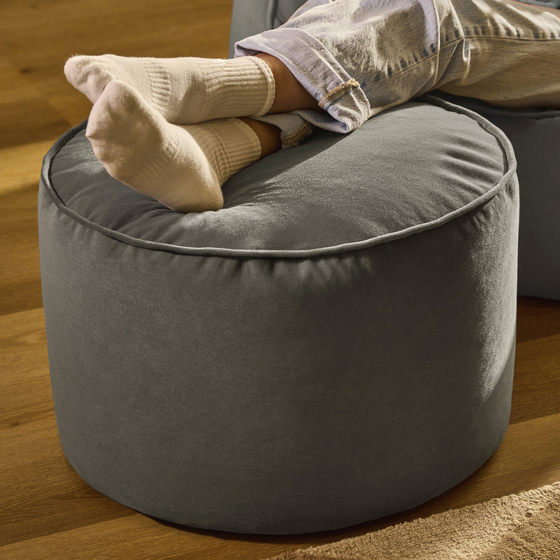 Milano Samt-Hocker, Dunkengrau