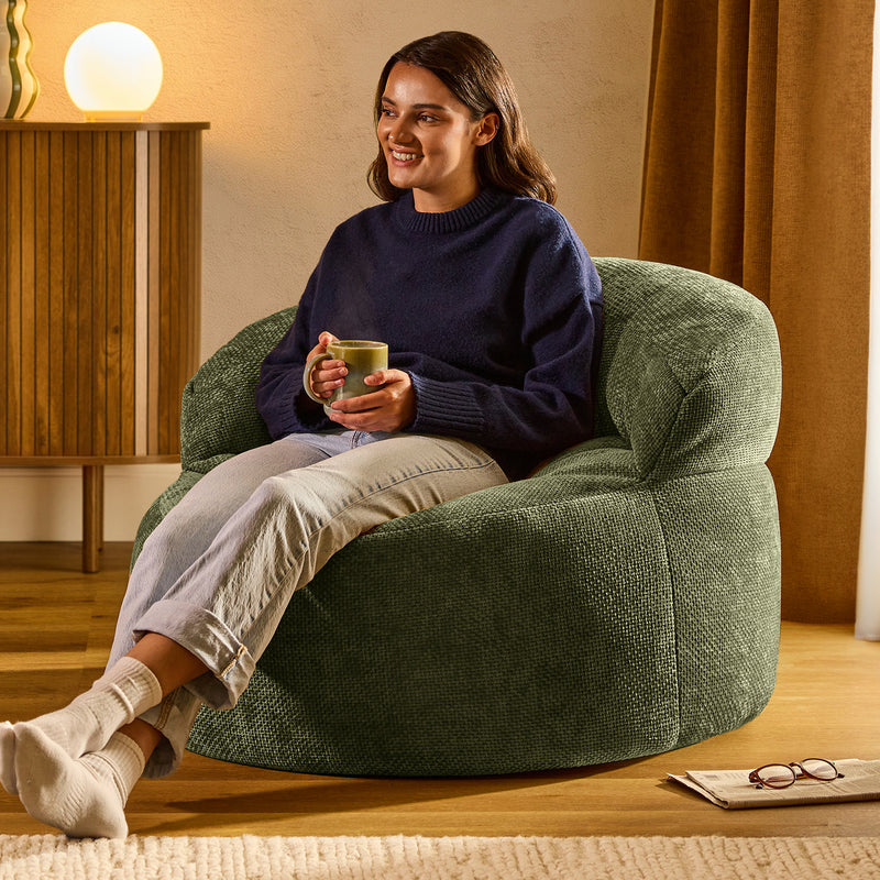 Orb Chenille Accent Chair Bean Bag - Olive Green