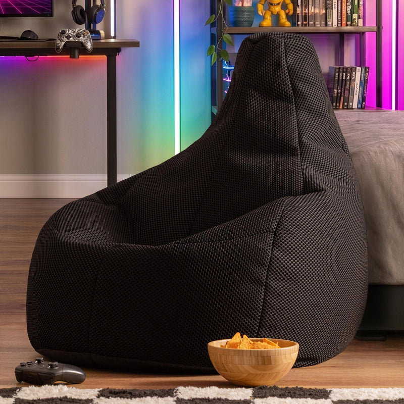 Gaming Sessel-Sitzsack, Performance-Mesh, Mitternachtsschwarz