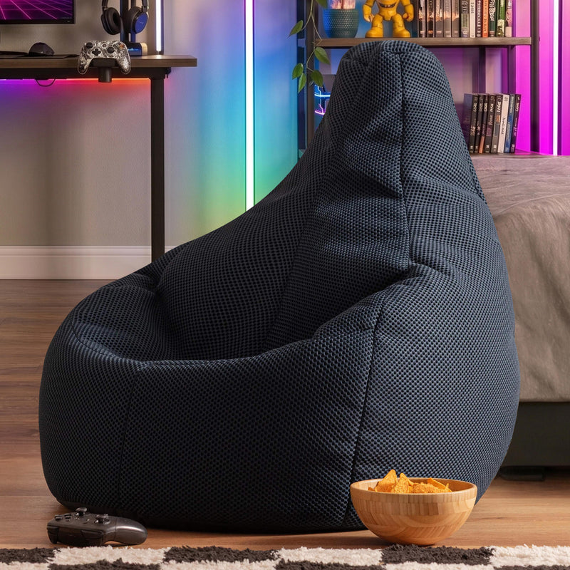 Gaming Recliner Sitzsack, Performance-Mesh, Marineblau