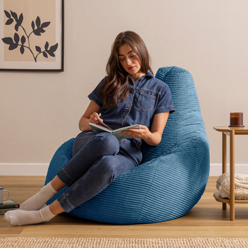 Dalton XL Cord-Sitzsack mit Relaxfunktion – Denimblau