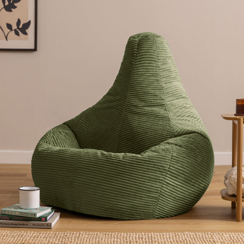 Dalton XL Cord-Sitzsack mit Liegefunktion – Salbeigrün