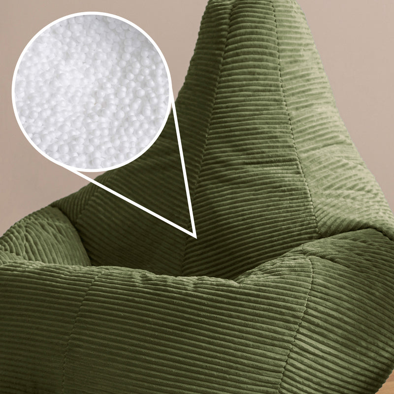 Dalton XL Cord-Sitzsack mit Liegefunktion – Salbeigrün
