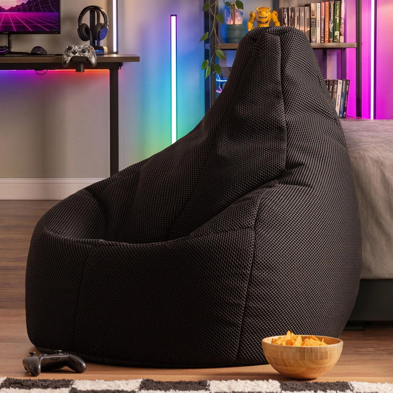 Gaming Recliner Sitzsack XL, Performance-Mesh, Mitternachtsschwarz