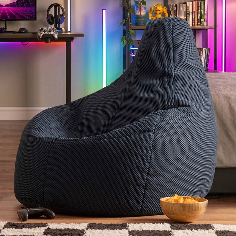 Gaming Recliner Sitzsack XL, Performance-Mesh, Marineblau