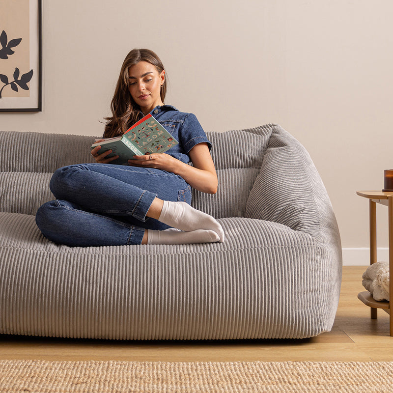 Cecilia Jumbo Cord Bean Bag Sofa - Grey