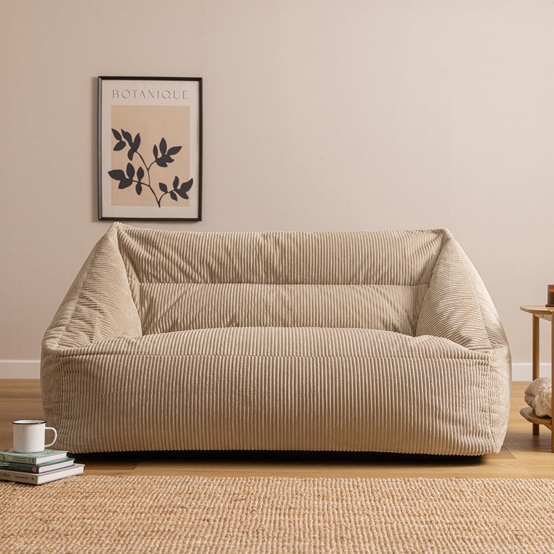 Cecilia Jumbo Cord Bean Bag Sofa - Stone