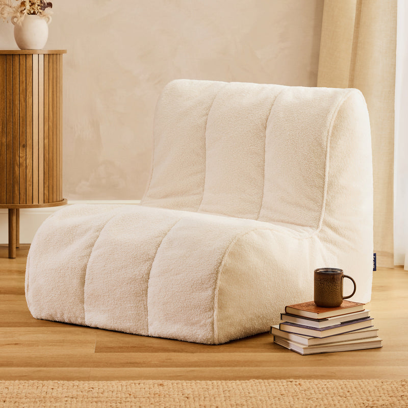 Swoop Bouclé Accent Chair Bean Bag - Ivory