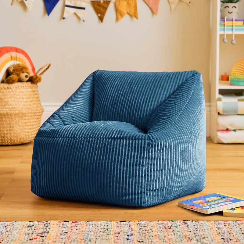Kinder-Sitzsack Natalia Cord Sessel - Denim-Blau