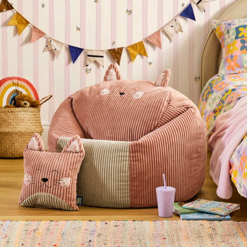 Sitzsack und Kissen Cleo Katze für Kinder – Dämmerungsrosa