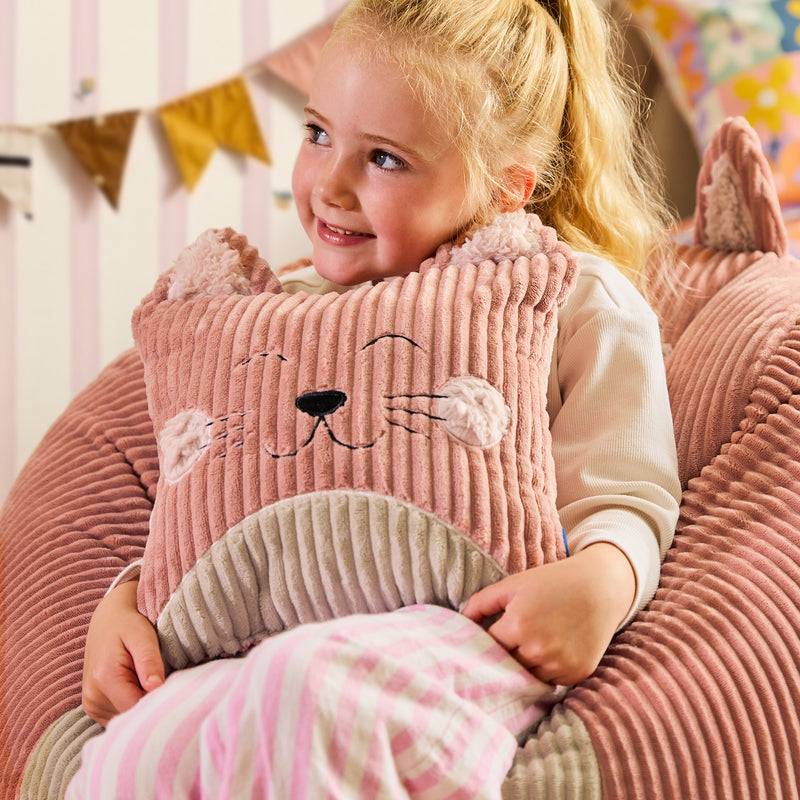 Sitzsack und Kissen Cleo Katze für Kinder – Dämmerungsrosa