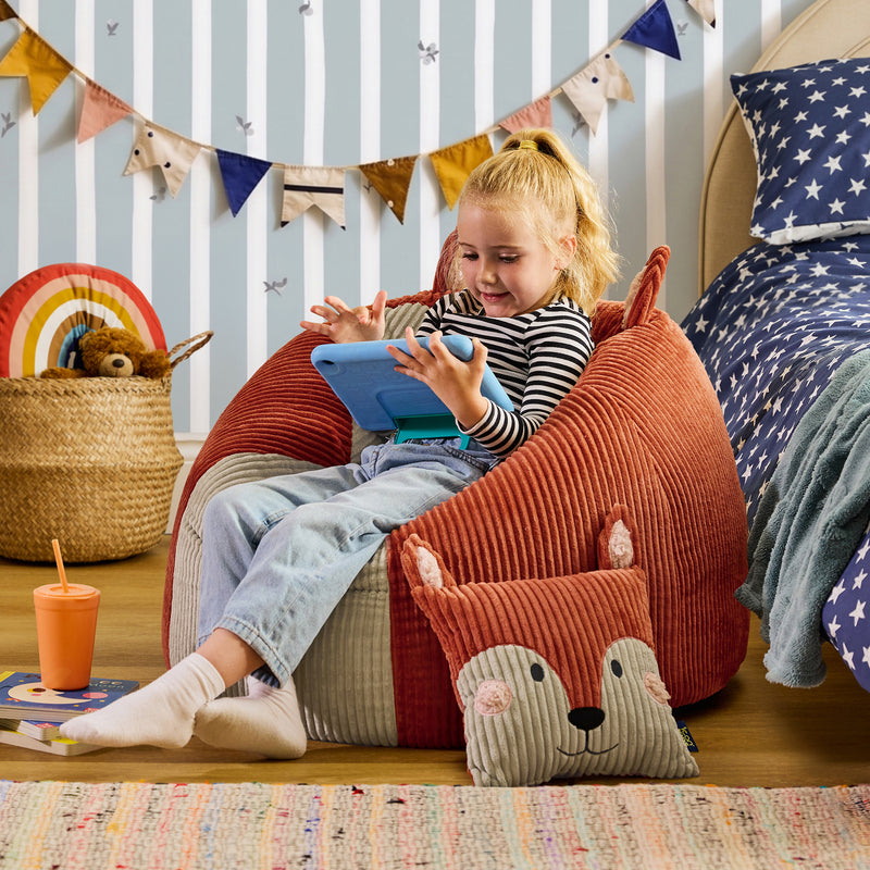 Kinder Freddie Fox Sitzsack und Kissen aus Cord - Terrakotta