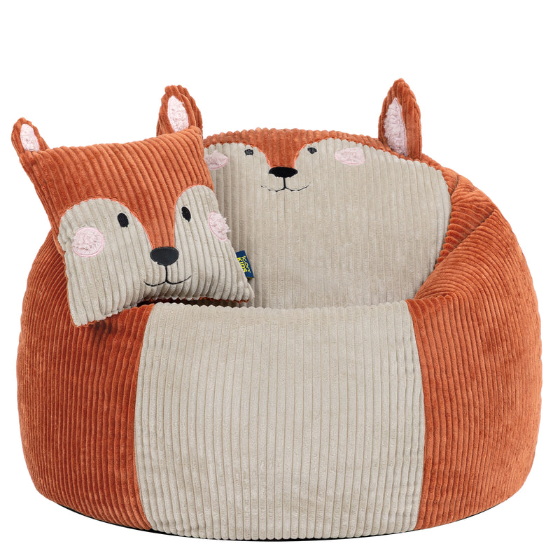 Kinder Freddie Fox Sitzsack und Kissen aus Cord - Terrakotta