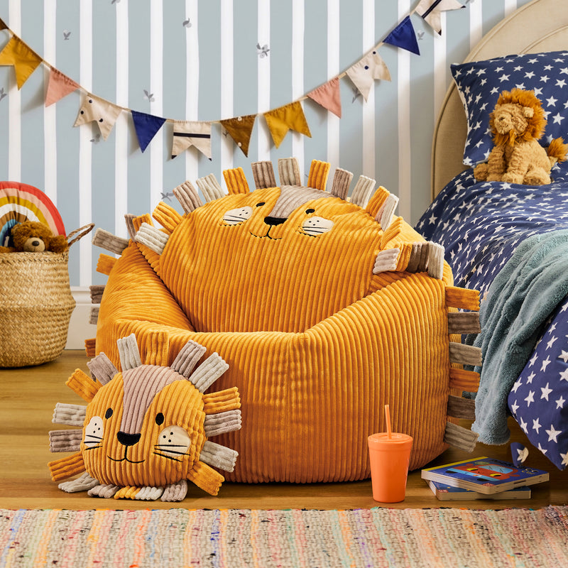 Kinder Sitzsack und Kissen Leon Lion Cord – Ocker