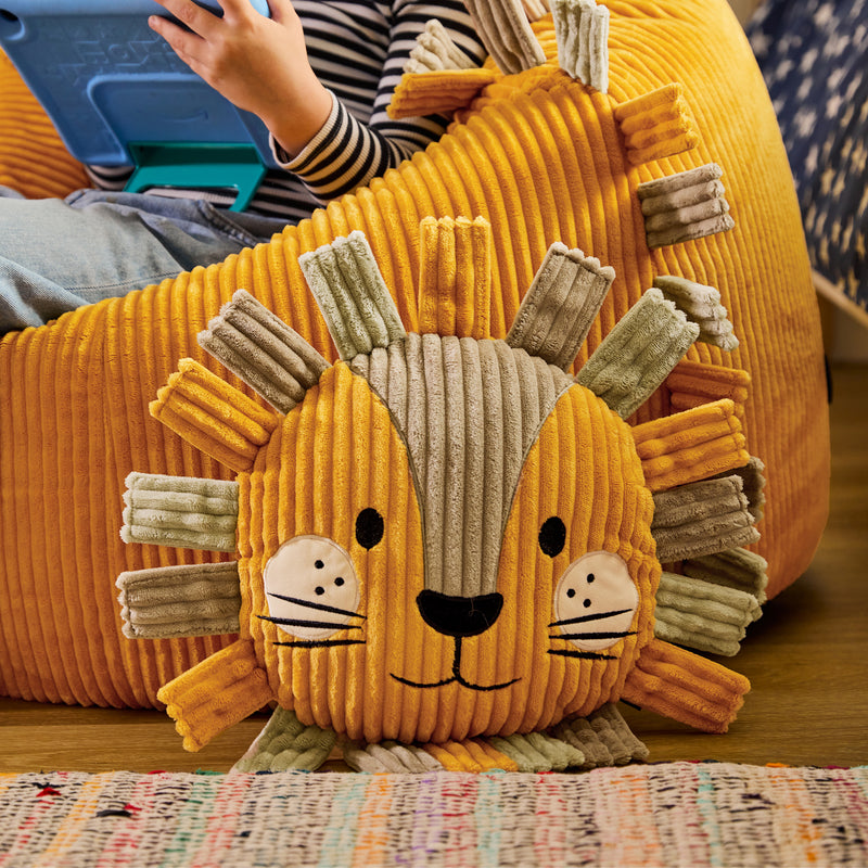 Kinder Sitzsack und Kissen Leon Lion Cord – Ocker