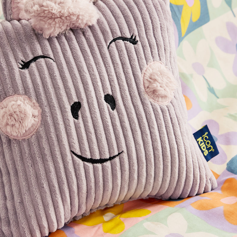 Kinder Cord-Sitzsack und Kissen "Luna Einhorn" - Lavendel