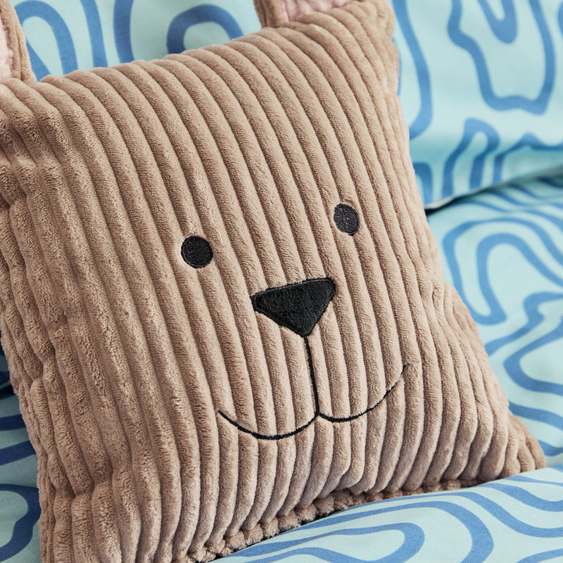 Kinder Bertie Bear Kordsamt Kissen - Mokka