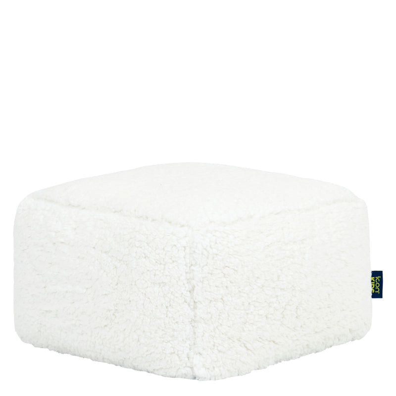 Mini Amara Teddy-Fleece-Fußhocker, quadratisch – Natur