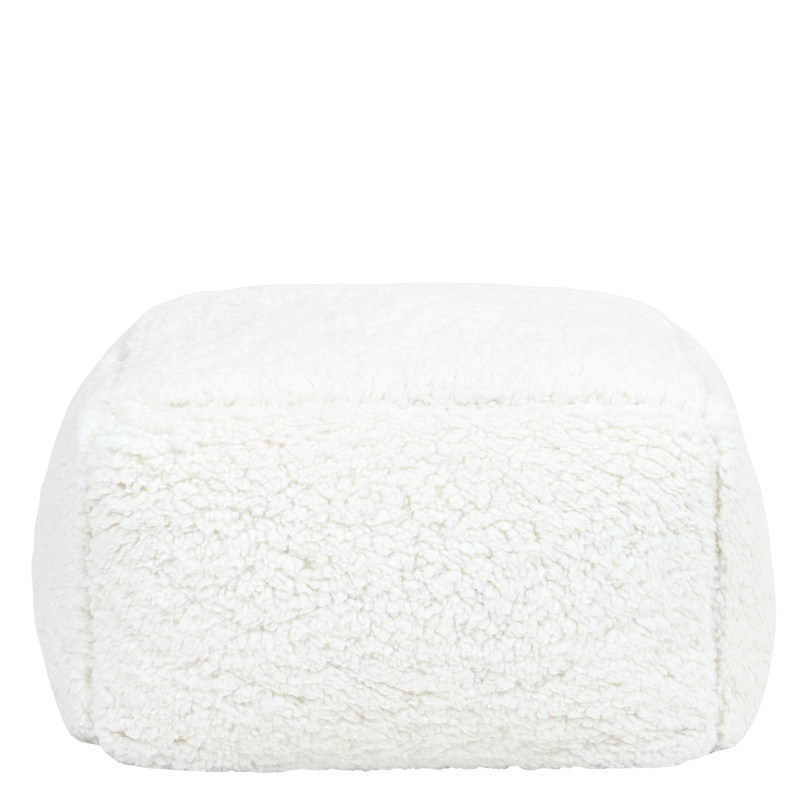 Mini Amara Teddy-Fleece-Fußhocker, quadratisch – Natur