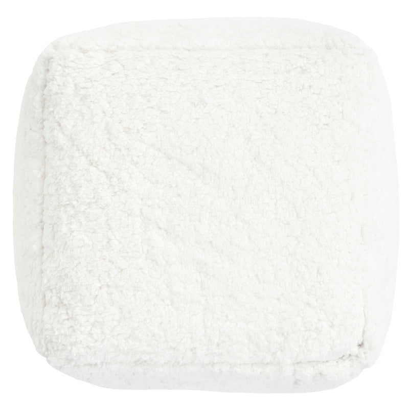 Mini Amara Teddy-Fleece-Fußhocker, quadratisch – Natur